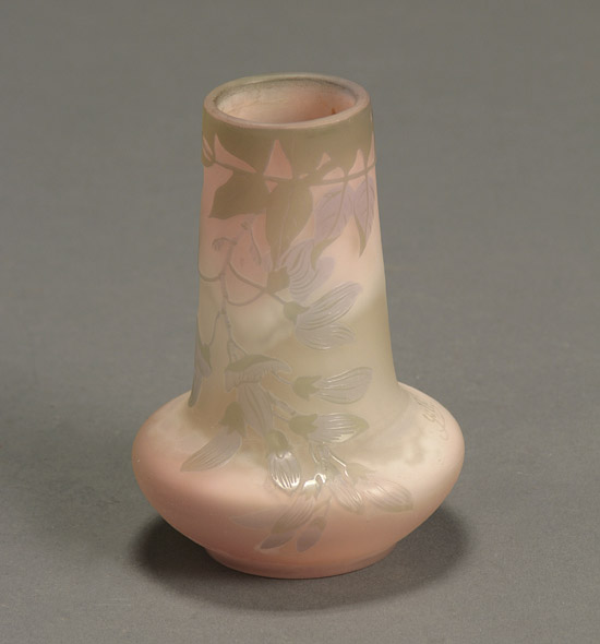 Appraisal: Gall Cameo Glass Cabinet Vase Circa Having a pink squashed