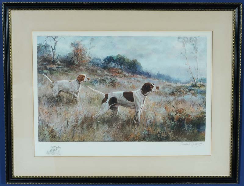 Appraisal: Percival Rosseau pair of colored lithographs depicting pointers in the