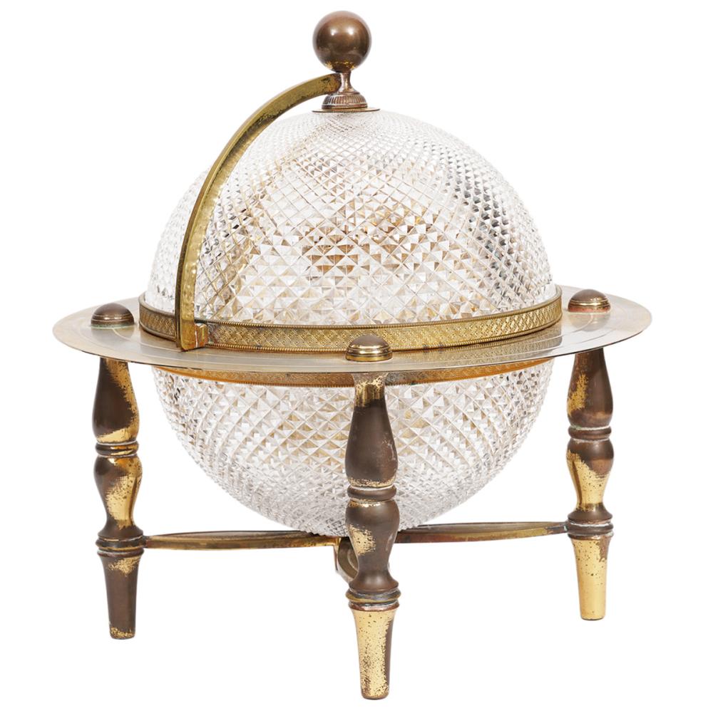 Appraisal: FRENCH GILT CUT CRYSTAL GLOBE TANTALUSFrench late th C cut