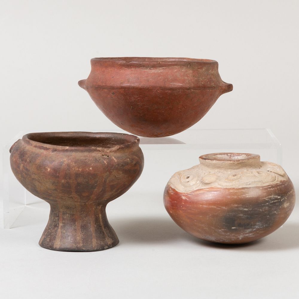 Appraisal: Group of Three Pre-Columbian Style Pottery Vessels Comprising A bowl