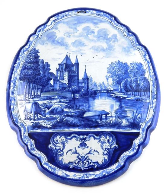 Appraisal: Delft blue and white ceramic wall plaque possibly th C