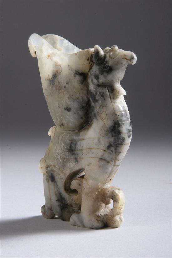 Appraisal: CHINESE WHITE AND GREY JADE FIGURAL WATER DROPPER Song Dynasty