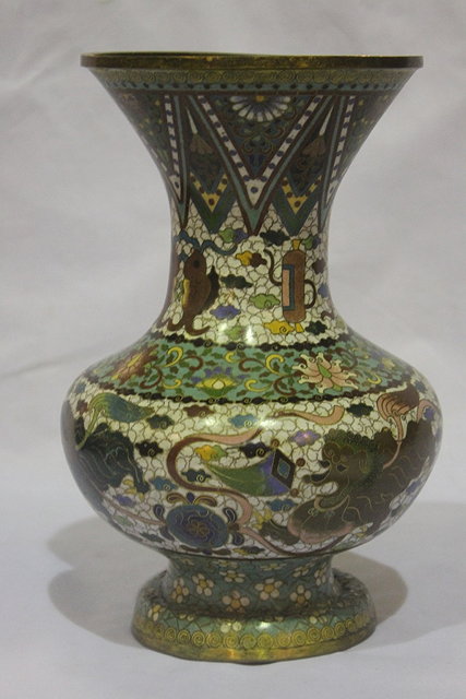 Appraisal: A JAPANESE CLOISONNE BALUSTER VASE in the Chinese style with