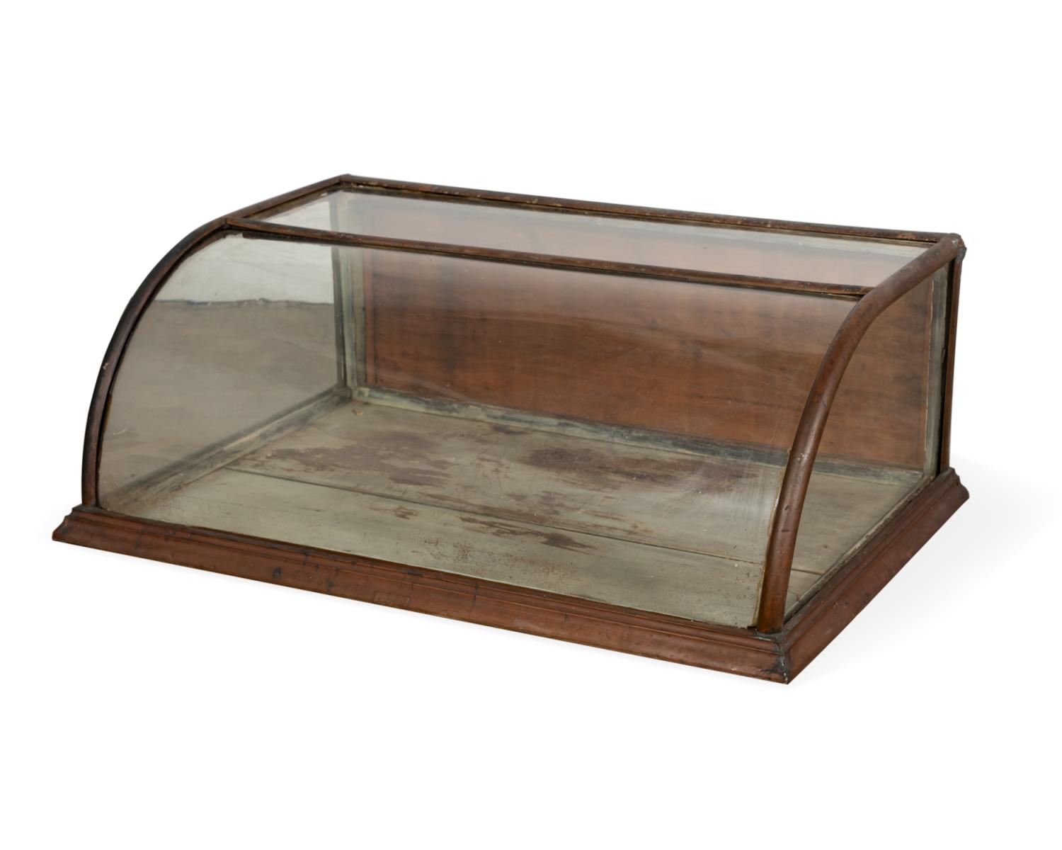 Appraisal: VINTAGE COPPER GLASS MERCANTILE DISPLAY VITRINE Mercantile copper and curved