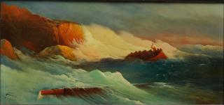 Appraisal: Signed B Obukhov Seascape with figures in a dinghy signed