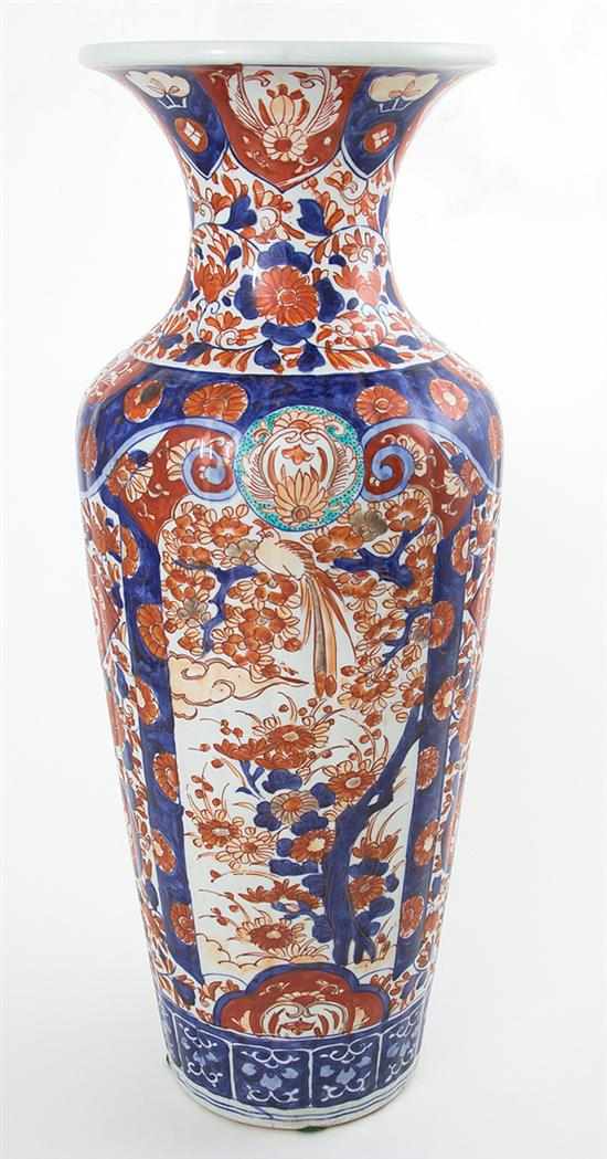 Appraisal: Japanese Imari porcelain vase late th century flared rim on