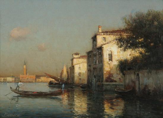 Appraisal: ANTOINE BOUVARD French - VENETIAN CANAL SCENE WITH GONDOLA signed