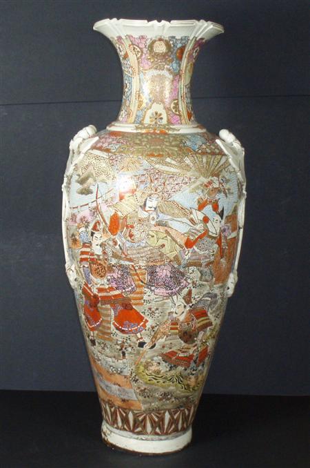 Appraisal: A massive Japanese satsuma earthenware vase Meiji period of baluster