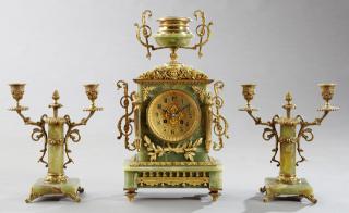 Appraisal: Gilt Bronze Mounted Three Piece Louis XVI Green On Gilt