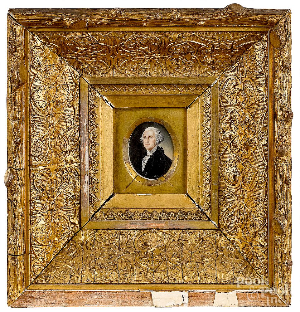 Appraisal: Miniature watercolor on ivory portrait of George Washington Exclusive on