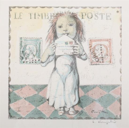 Appraisal: TSUGUHARU FOUJITA Japanese French - LE TIMBRE POSTE signed in