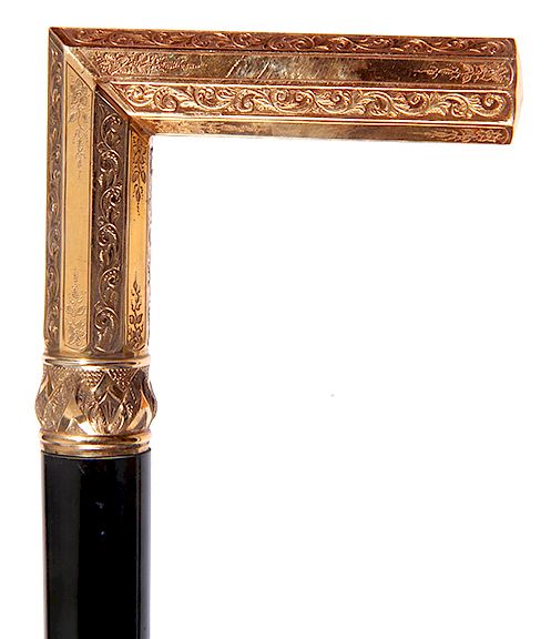 Appraisal: GOLD DRESS CANE A VICTORIAN ORNATE HAND-CHASED HEAVY GOLD FILLED