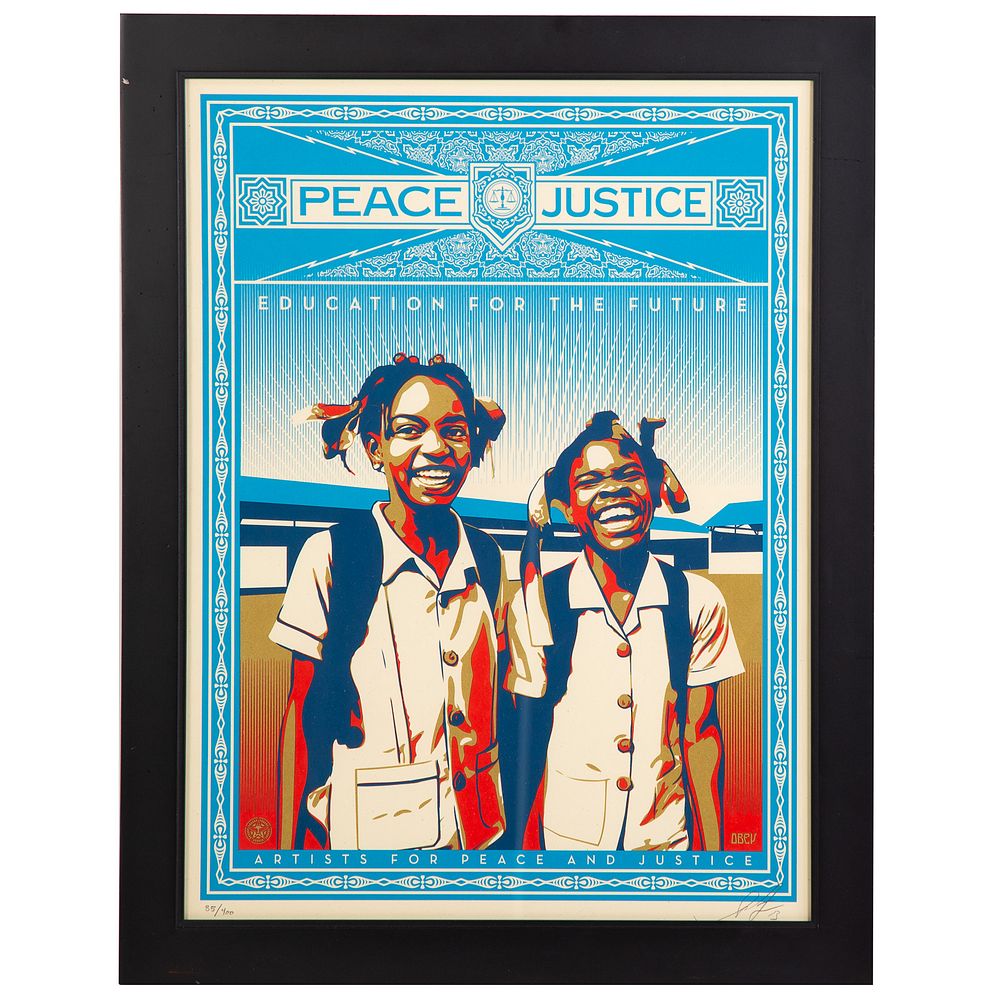 Appraisal: Shepard Fairey Peace and Justice-Haiti American b Serigraph in colors