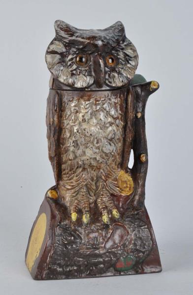 Appraisal: Gray Owl Turn Head Mechanical Bank Manufactured by J E