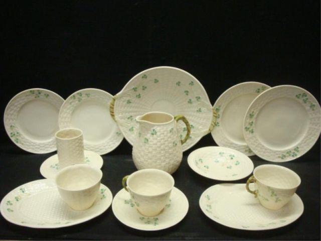 Appraisal: BELLEEK Lot of Assorted Porcelain with Shamrocks Jug cups saucers