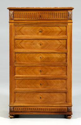 Appraisal: Marble-top secretaire a abattant rosso antico marble top carved walnut