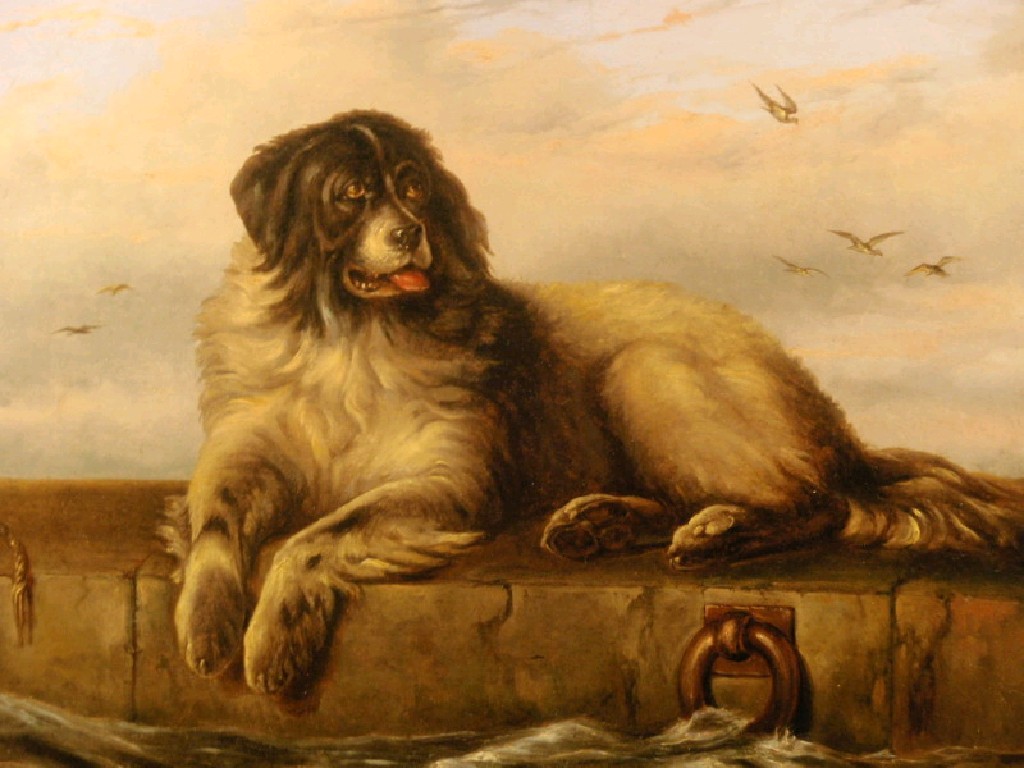 Appraisal: After Landseer A study of a St Bernard on quayside