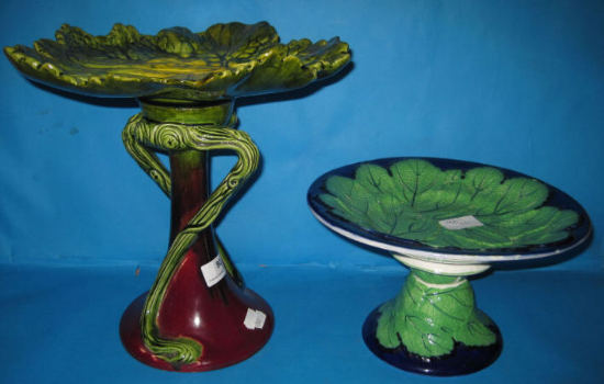 Appraisal: Bretby Art Noveau Style Majolica Centrepiece and Pearl Ware Comport