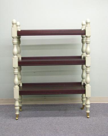 Appraisal: Traditional Style Decorator Shelf Unit with buttermilk painted uprights with