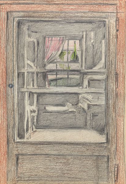 Appraisal: AUGUST BIEHLE AMERICAN - x Zoar Door Colored pencil on