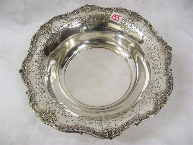 Appraisal: AMERICAN STERLING SILVER BOWL chased and engraved floral swags and