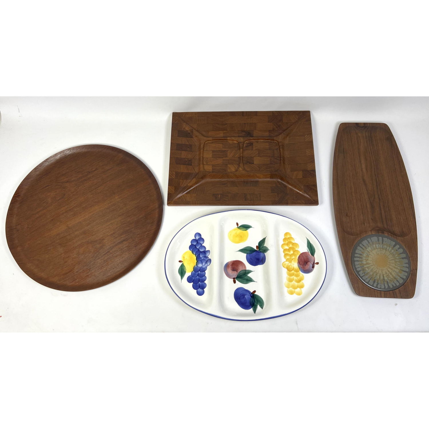 Appraisal: Danish Modern Wood Trays Dansk Tuscany Collection Divided Server Dimensions