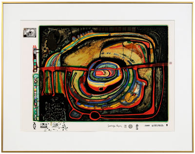 Appraisal: Freidensreich Hundertwasser Austrian - Eyebalance No lithograph with silkscreen and