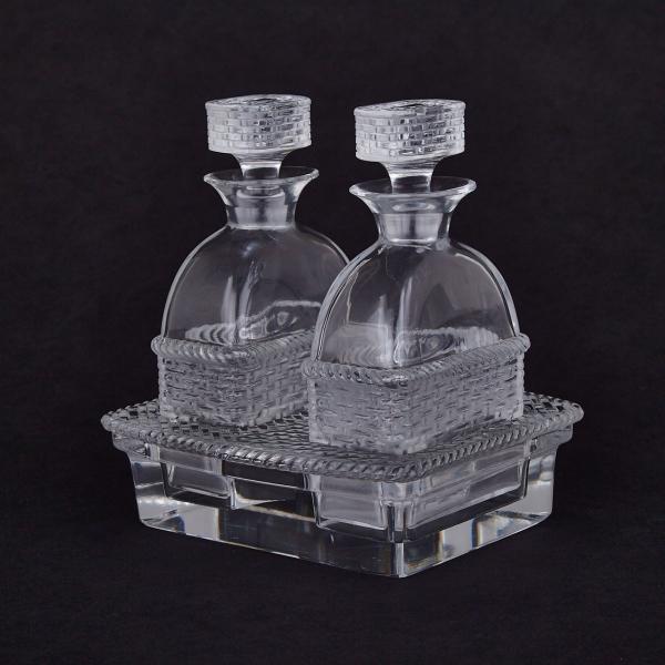 Appraisal: Bangkok Pair of Lalique Glass Perfume Bottles and Stand post-