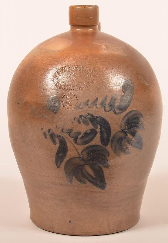 Appraisal: D P Shenfelder Gal Decorated Stoneware Jug D P Shenfelder