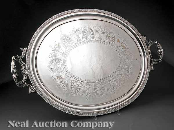 Appraisal: A Good Antique Silverplate Tea Tray in the Neo-Grec Taste