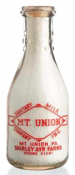 Appraisal: Mt Union Sanitary Milk Co Milk Bottle Description Mt Union