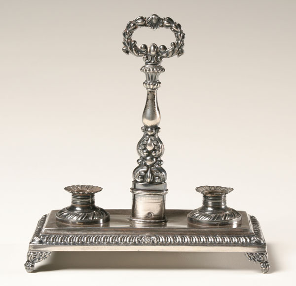 Appraisal: French silver chamberstick egg and dart design on base with