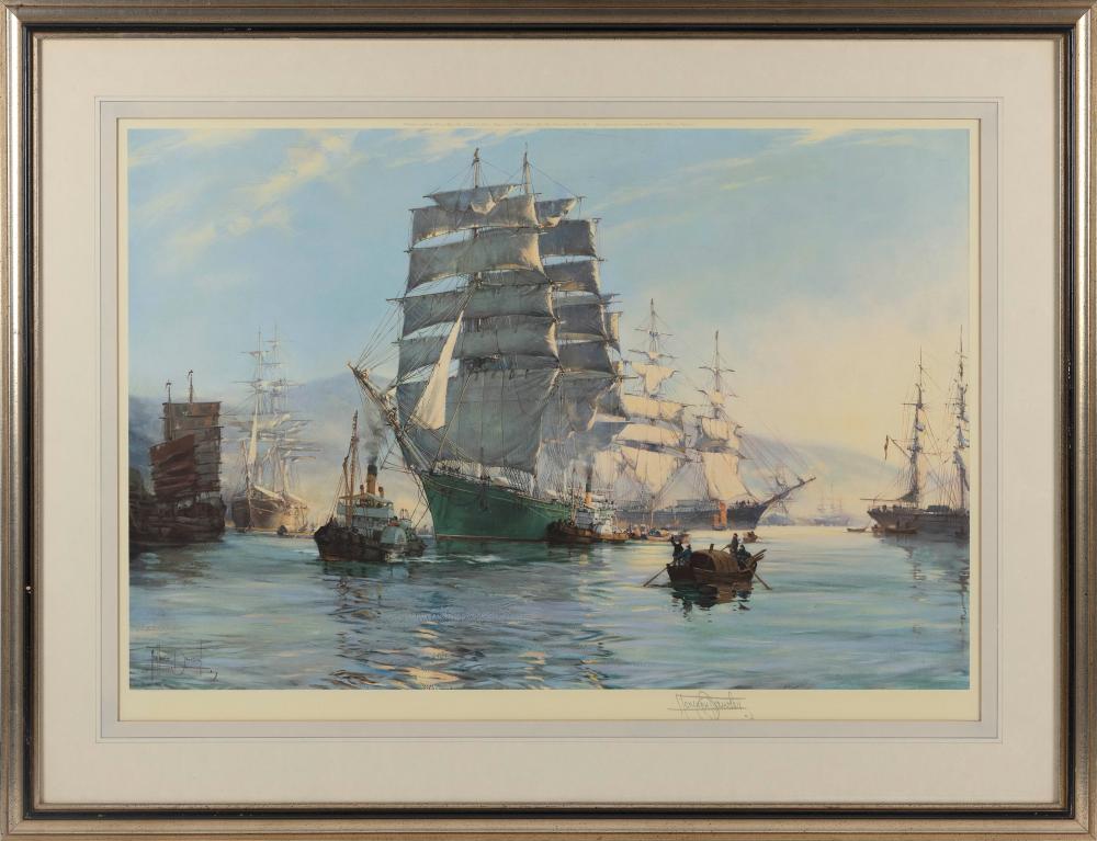 Appraisal: MONTAGUE J DAWSON ENGLAND - HARBOR SCENE WITH SEVERAL VESSELS