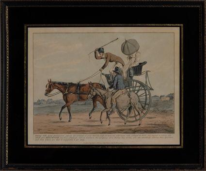 Appraisal: S J FULLER PUBLISHER SIX COACHING PRINTS Hand-colored engravings gilt