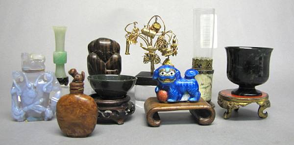 Appraisal: An assembled group of Asian carved decorative items Including four