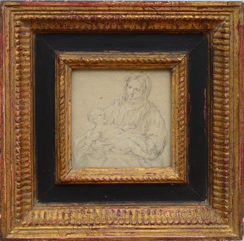 Appraisal: ITALIAN SCHOOL MADONNA AND CHILD Pencil with white chalk highlights