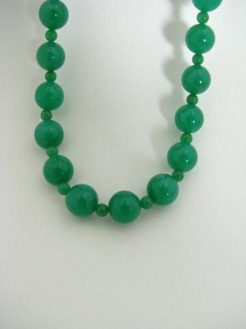 Appraisal: '' Green Onyx Bead Necklace The necklace contains beads that