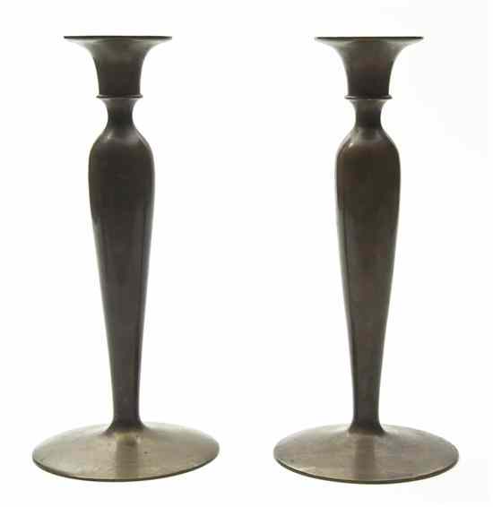 Appraisal: A Pair of Bronze Candlesticks each of baluster form with