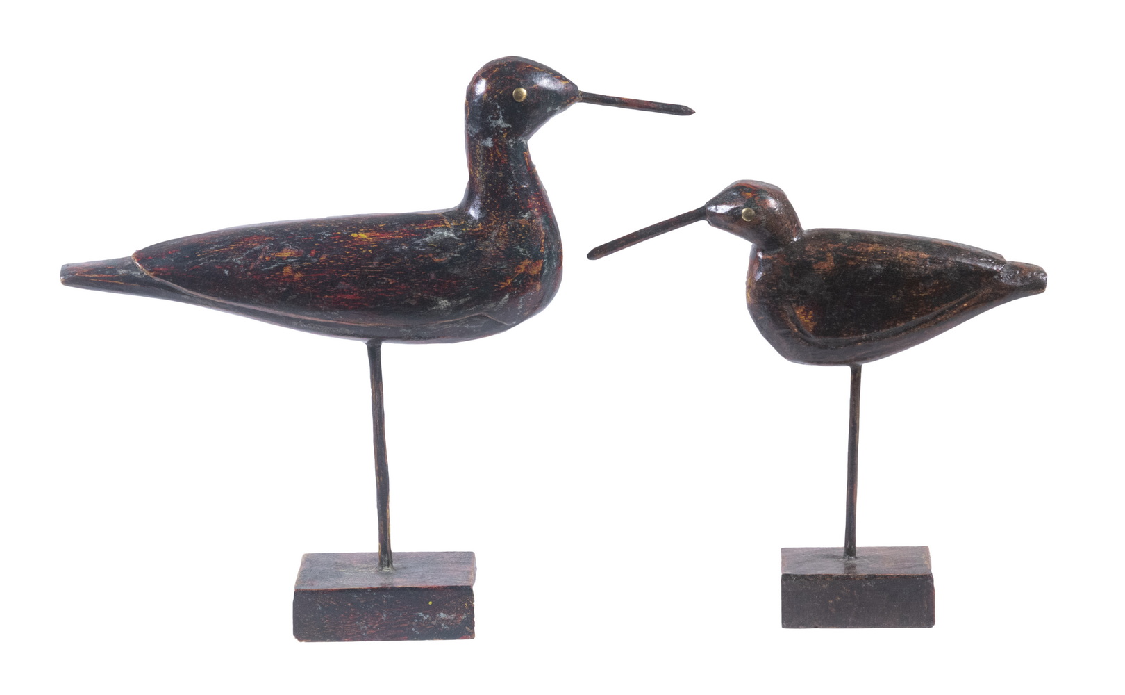 Appraisal: CARVED SHORE BIRDS Vintage Folk Art Shore Bird Figures with