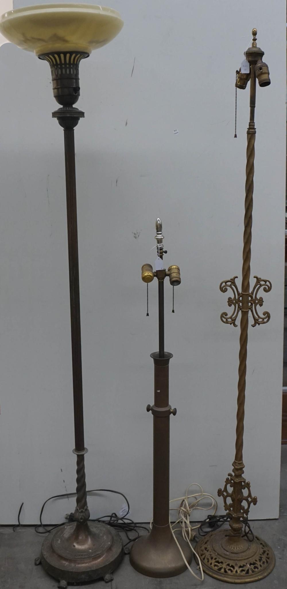 Appraisal: BRASS TORCHIERE FLOOR LAMP GILT IRON FLOOR LAMP AND BRASS