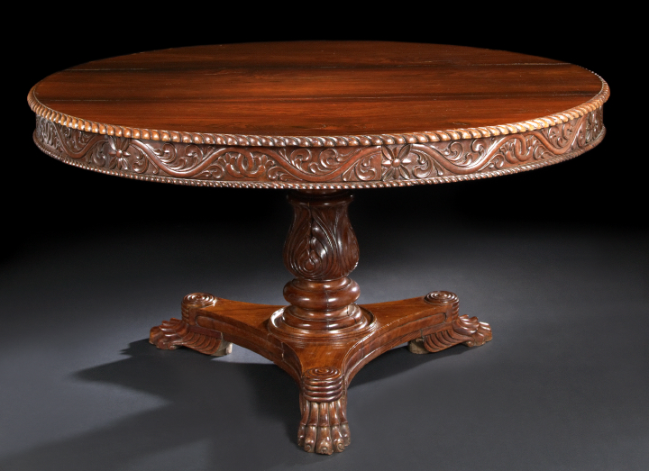 Appraisal: Anglo-Colonial Rosewood Center Table mid- th century the tilting circular