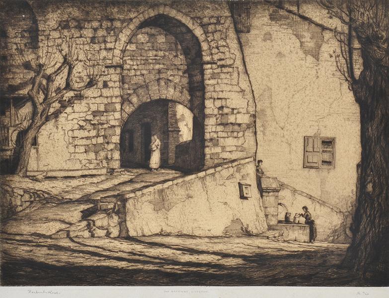 Appraisal: HERBERT ROSE - Old Gateway Sisteron etching ed x cm