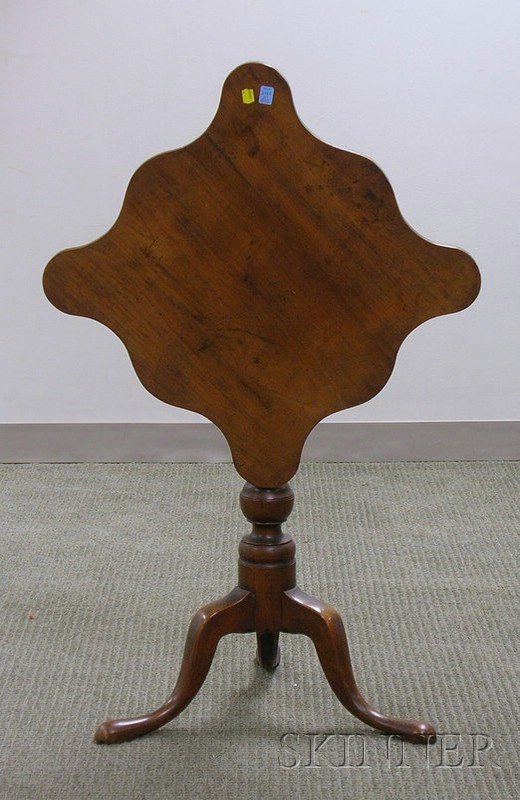 Appraisal: Cherry Serpentine Tilt-top Candlestand