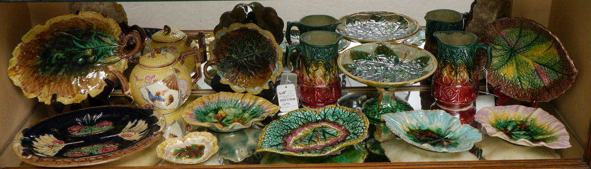 Appraisal: PIECE OLD ENGLISH MAJOLICA A good collection of leaf plates