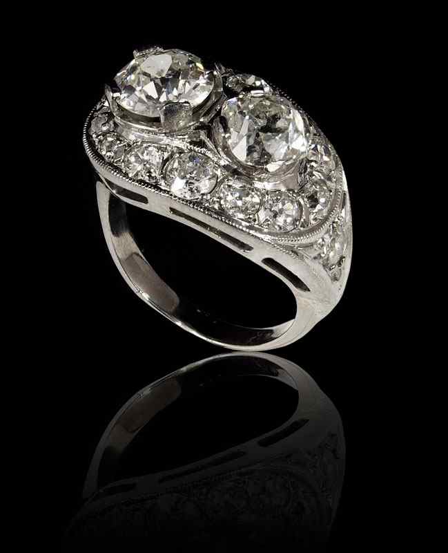 Appraisal: ART DECO CT DIAMOND RING K white gold ring contains