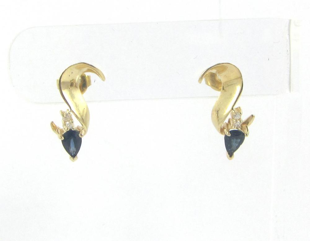 Appraisal: PAIR OF SAPPHIRE AND DIAMOND EARRINGS each k yellow gold