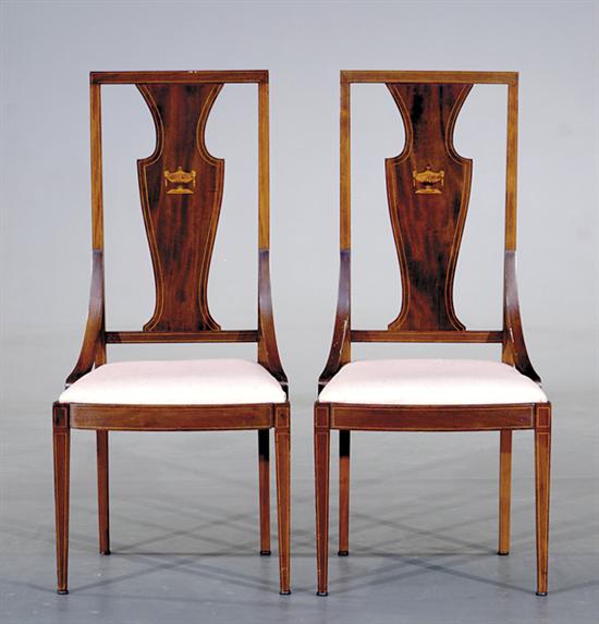 Appraisal: Pair Hepplewhite style inlaid mahogany armchairs early th century high