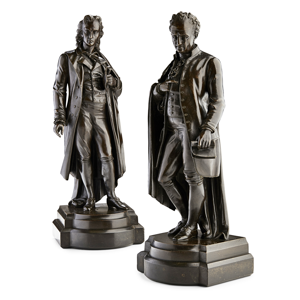 Appraisal: PAIR OF FRENCH BRONZE FIGURES OF PHILOSOPHERS ANTOINE PIERRE AUBERT