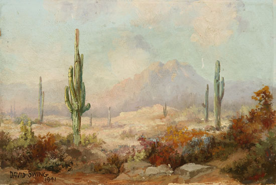 Appraisal: David Carrick Swing American - Desert Landscape with Cacti Signed