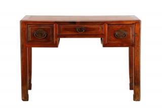 Appraisal: Chinese Hardwood Three Drawer Desk Chinese hardwood desk with three